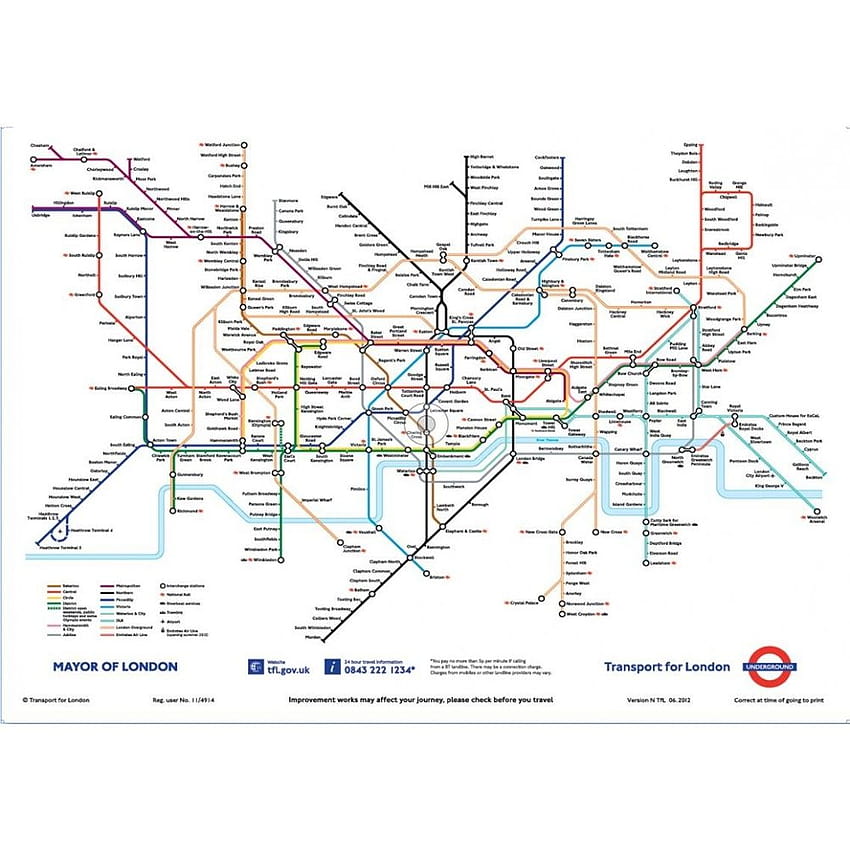 1 Wall London Underground Subway Map Mural 1.58m x 2.32m, london map HD phone wallpaper