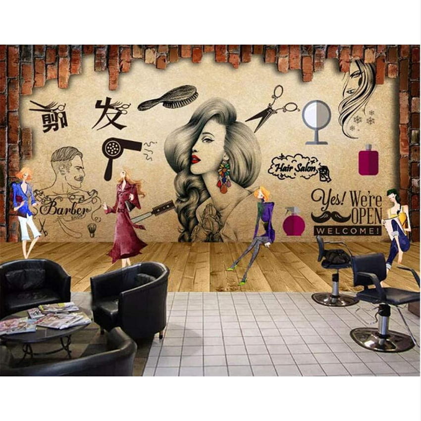 Xbwy Salon Hair Salon Beauty Salon Hairdressing Shop Nostalgic Retro Makeup  Backgrounds Wall Custom Large Fresco HD phone wallpaper | Pxfuel