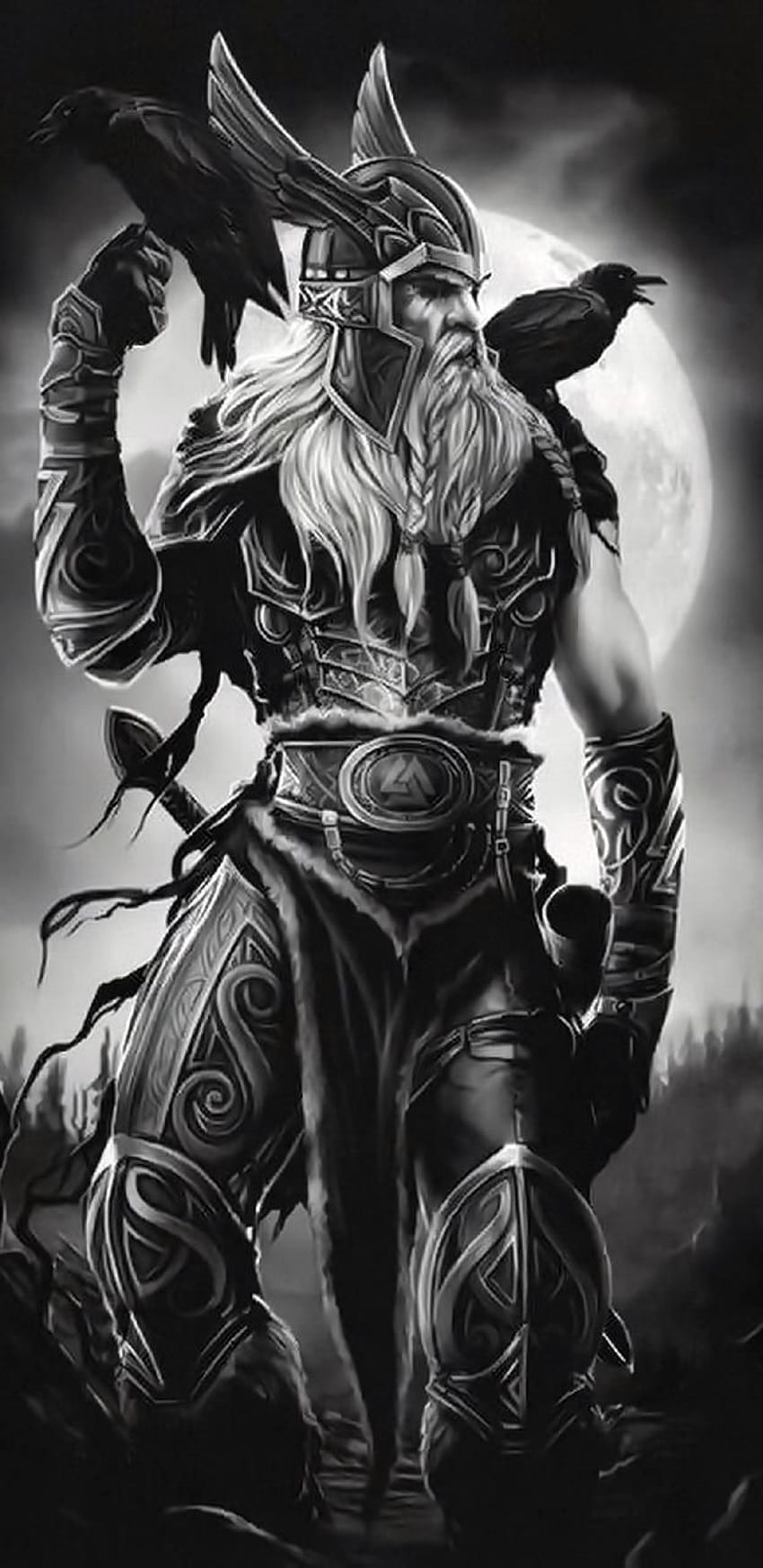 Odin et ses corbeaux par puggaard, dieux nordiques Fond d'écran de téléphone HD