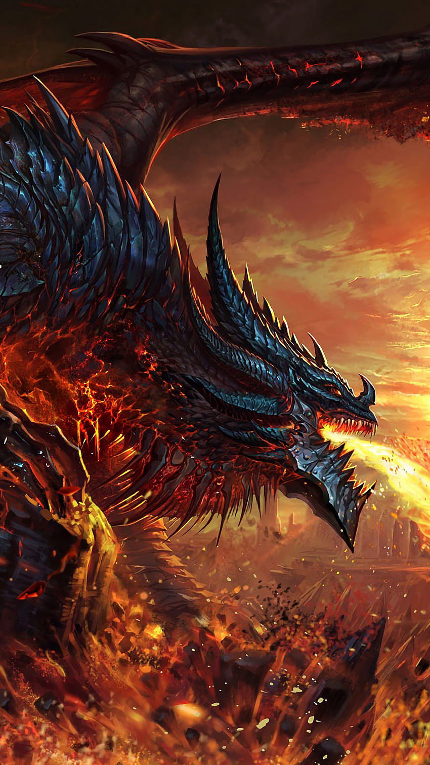 Dragão Sopro de Fogo Fantasia, dragões de fogo Papel de parede de celular HD