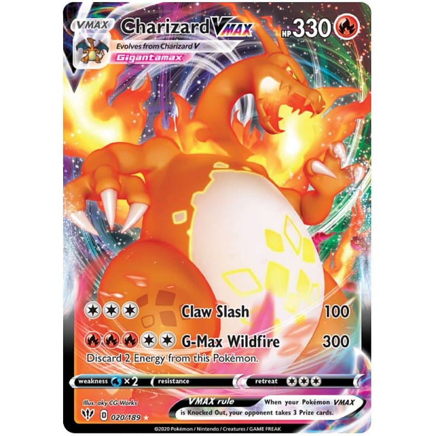 Cartão Pokémon Charizard VMAX 020/189 Ultra Raro Papel de parede de celular HD