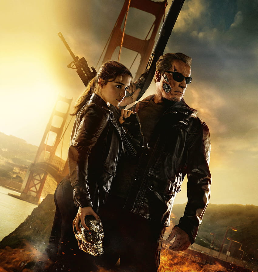 Terminator Genisys, Emilia Clarke, Arnold Schwarzenegger, terminator 6 HD phone wallpaper
