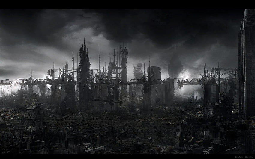 파괴된 도시 배경, 폐허가 된 도시 HD 월페이퍼