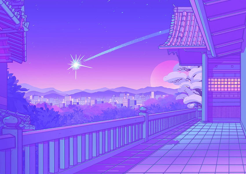 Pc anime aesthetic purple HD wallpaper