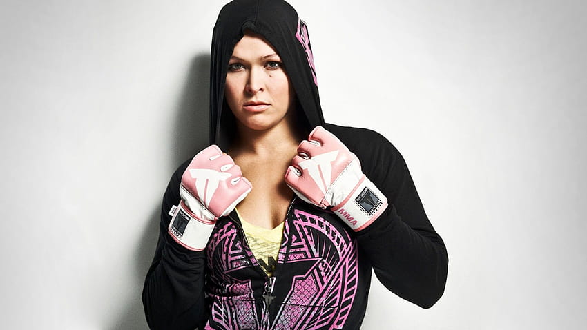 女性の手袋 MMA UFC パーカー チャンピオン ホワイト、ファイターの女性 高画質の壁紙