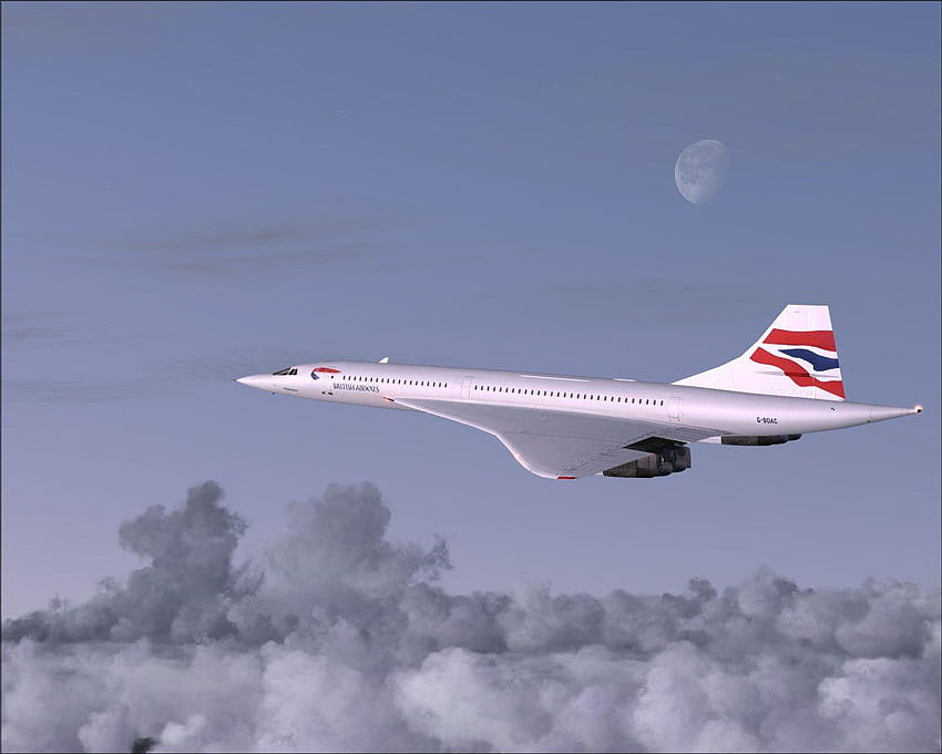 O Concorde, propriedade da British Airways, o jato comercial mais rápido papel de parede HD