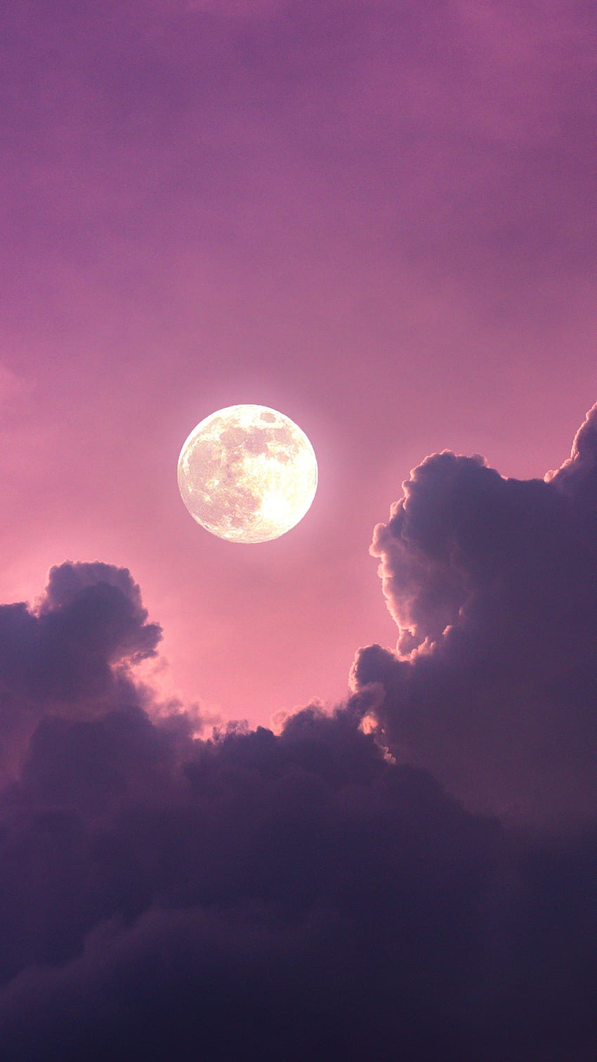 Full moon , Clouds, Pink sky, Scenic, Aesthetic, Nature, sky pink aesthetic HD phone wallpaper