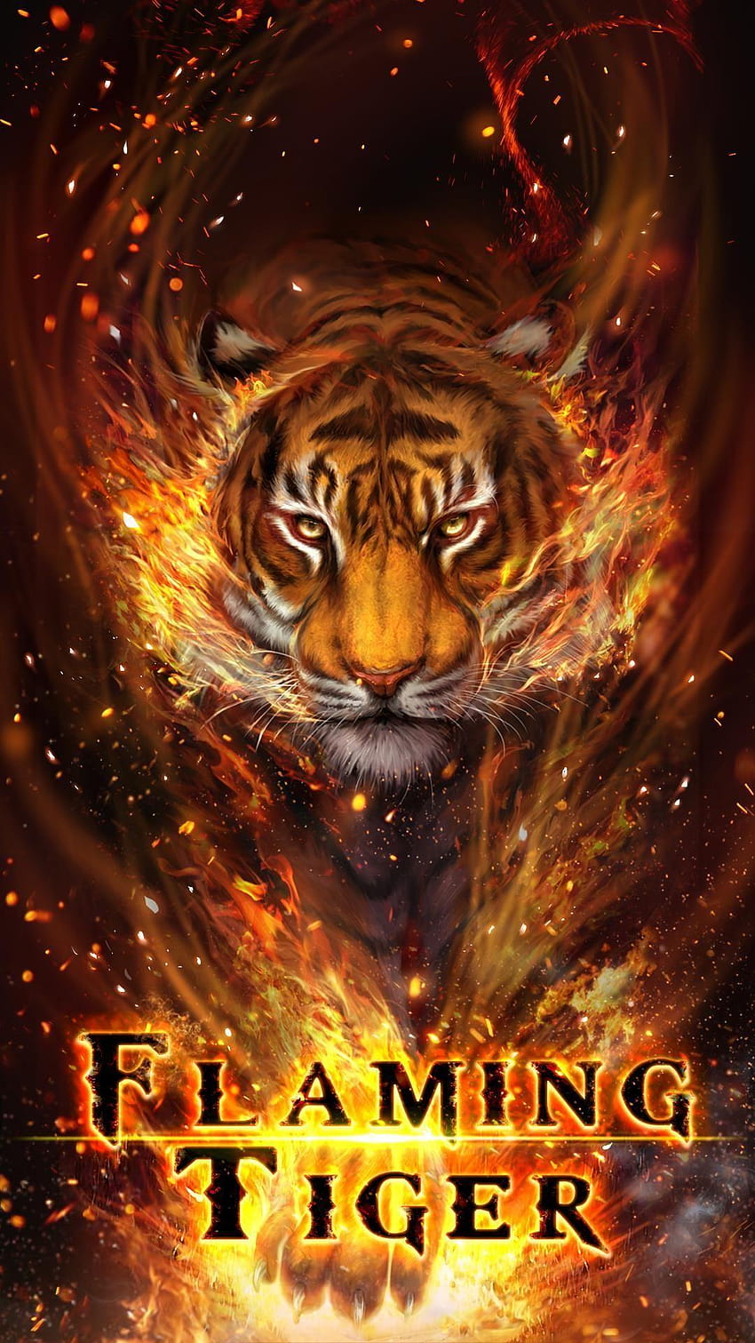 Genial tigre de fuego, tigre de fuego, tigre llameante en vivo fondo de pantalla del teléfono
