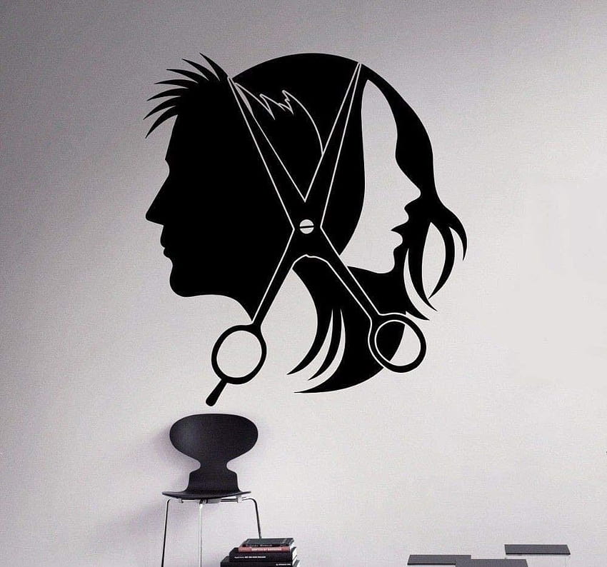 Wanghan Barbershop Vinyl Stiker Yang Dapat Dilepas Salon Rambut Toko Tukang Cukur Dinding Toko Baber Dekorasi Salon Rambut Desain Dinding Seni Mural 42X46: Rumah & Dapur Wallpaper HD