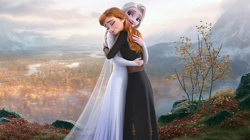Beyaz elbiseli ve saçları açıkta Elsa, anna ve elsa ile 15 yeni Karlar Ülkesi 2 HD duvar kağıdı