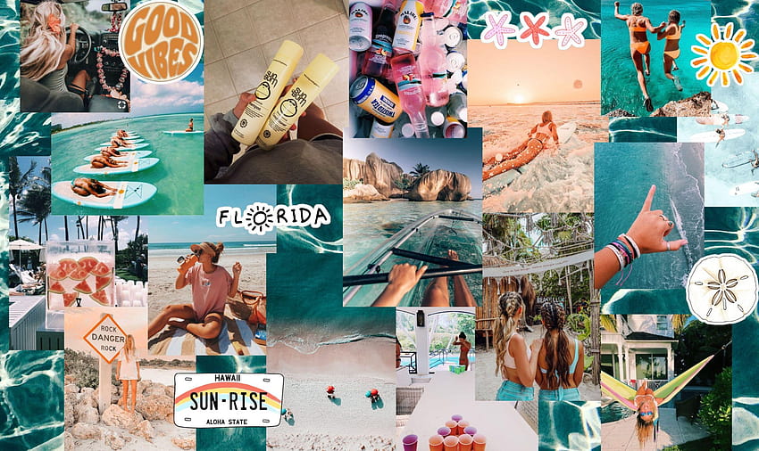 VSCO Aesthetic Collage Laptop, summer collage HD wallpaper