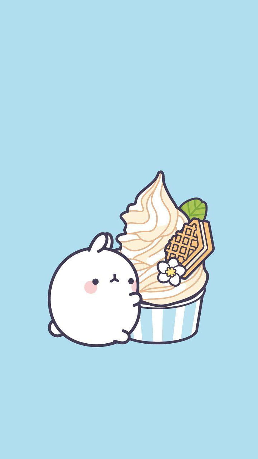 Molang ice cream, kawaii HD phone wallpaper