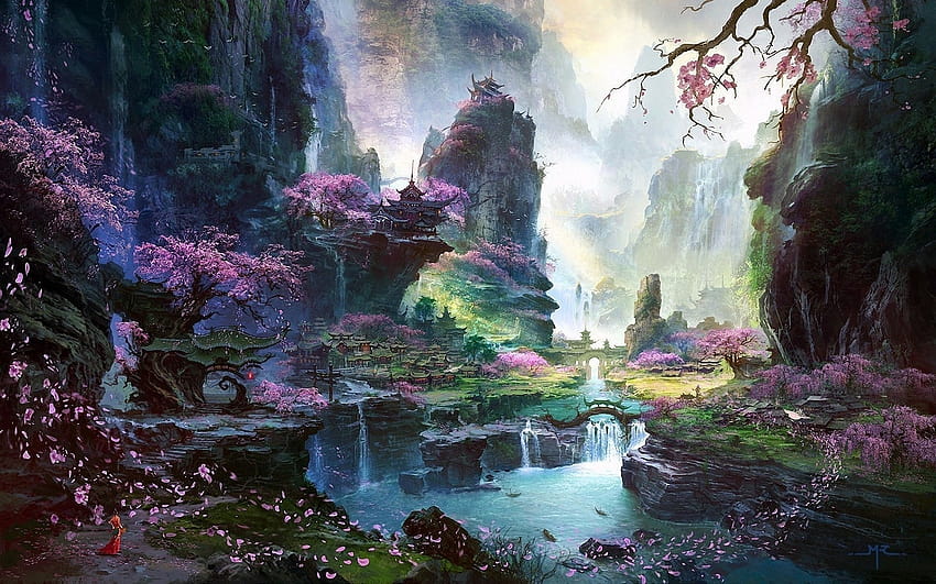 Fantasy Nature, forest spring fantasy HD wallpaper