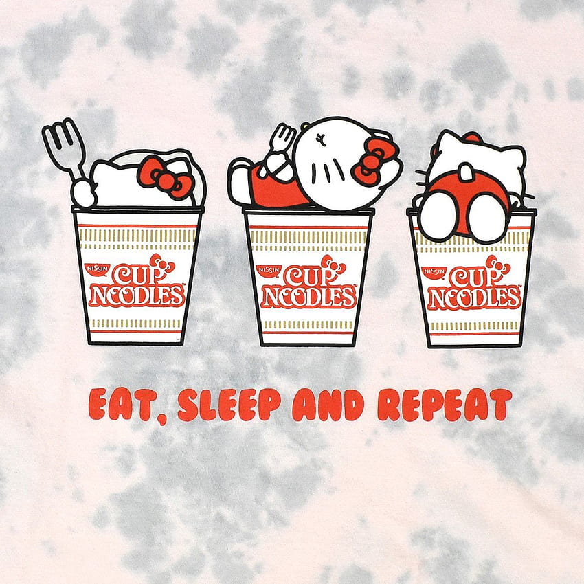 Hello Kitty x Cup Noodles Eat Sleep Repeat camiseta recortada, hello kitty noodles fondo de pantalla del teléfono