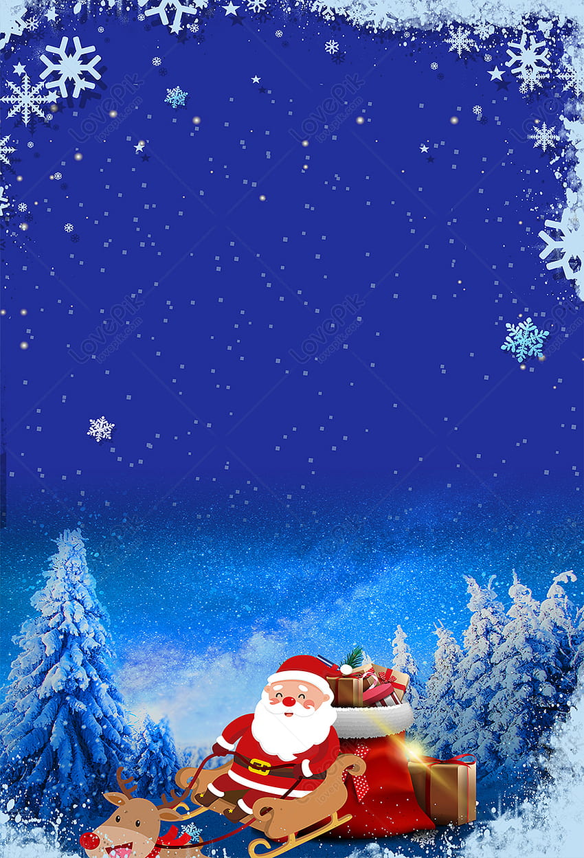 Коледни снежни нощни сини фонове, коледен плакат HD тапет за телефон