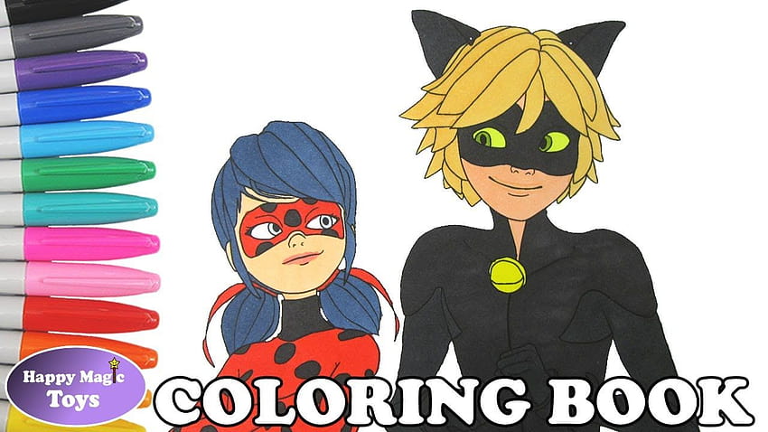 Miraculous Ladybug and Cat Noir 색칠 공부 페이지 Marinette and Adrien Coloring Page Kids Art HD 월페이퍼