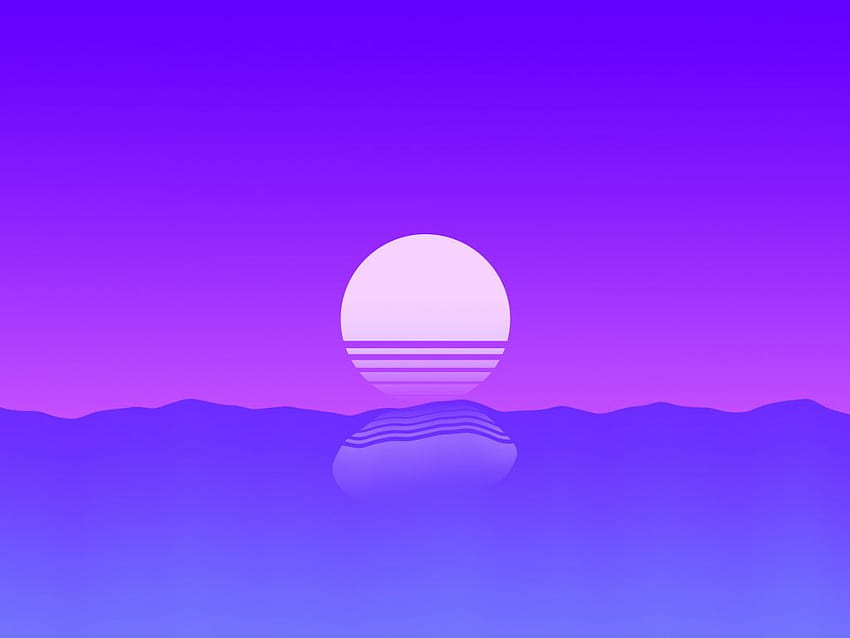 sunset, sea, outrun, retro, art, , background, f89690, outrun anime HD wallpaper