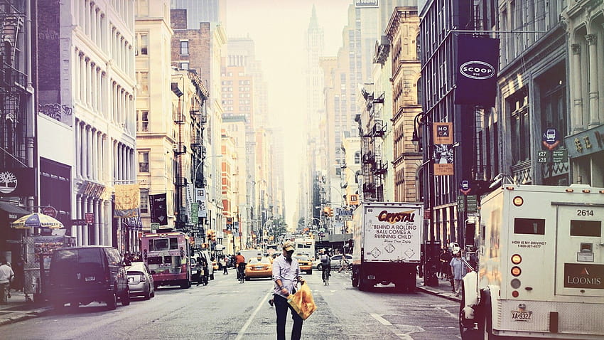 通り、ヴィンテージ、建物、ニューヨーク市、町、道路、都市 ::、ヴィンテージ都市 高画質の壁紙