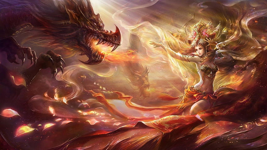 Mulheres dragões fantasia arte arte mágica pétalas de flores sombreamento suave 1920x1080 fundos e, mulheres suaves papel de parede HD