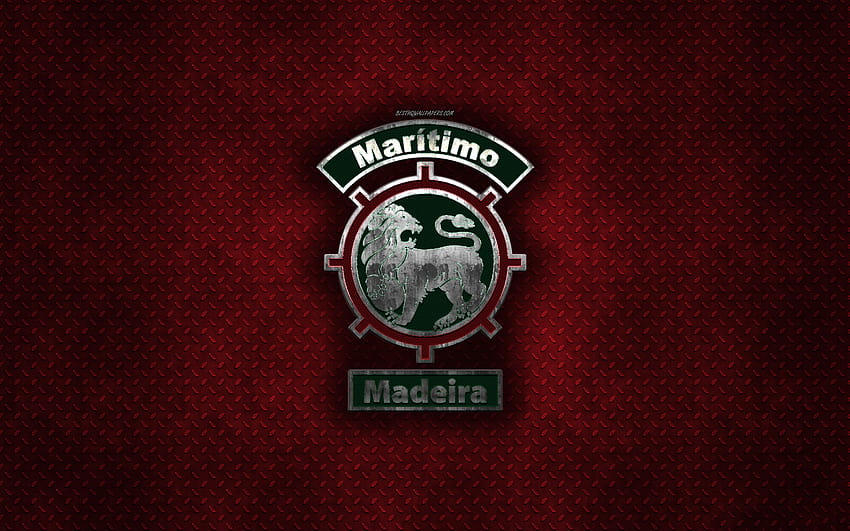 CS Marítimo, portugalski klub piłkarski, czerwona tekstura metalu, metalowe logo, godło, Funchal, Portugalia, Primeira Liga, Liga NOS, sztuka kreatywna, piłka nożna, Club Sport Marítimo z rozdzielczością 2560x1600. Wysokiej jakości klub sportowy maritimo Tapeta HD
