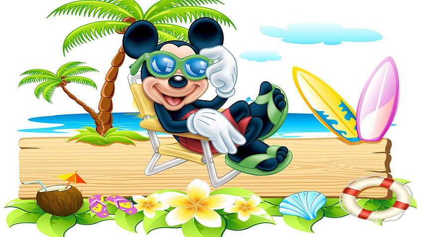 Vacation Mickey Mouse Summer, summer vacation cartoon HD wallpaper | Pxfuel
