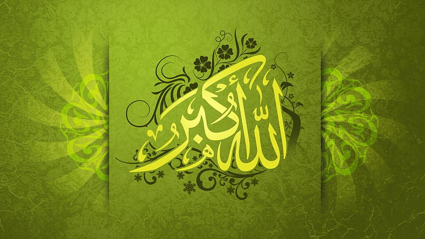 Muslim with text Allahu akbar on green HD wallpaper | Pxfuel