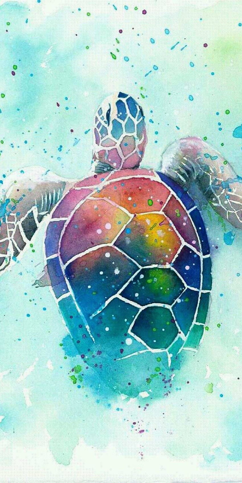Schildkröte Aquarell, ästhetische Meeresschildkröte HD-Handy-Hintergrundbild