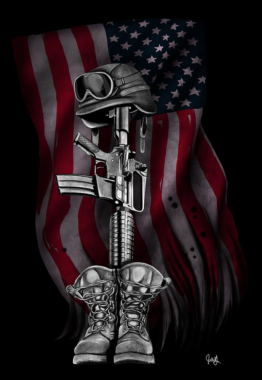 The Fallen Soldier autorstwa Josha Garnera wojsko, żołnierz, poległy, USA, Ameryka Tapeta na telefon HD