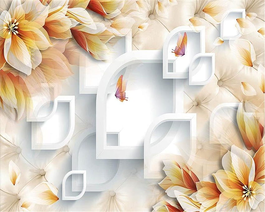 beibehang Персонализирани домашни декоративни фонове Стенопис Dream Dream Aesthetic Flower 3D Телевизионни фонове за стена Стенопис 3d, естетичен флорален дизайн HD тапет