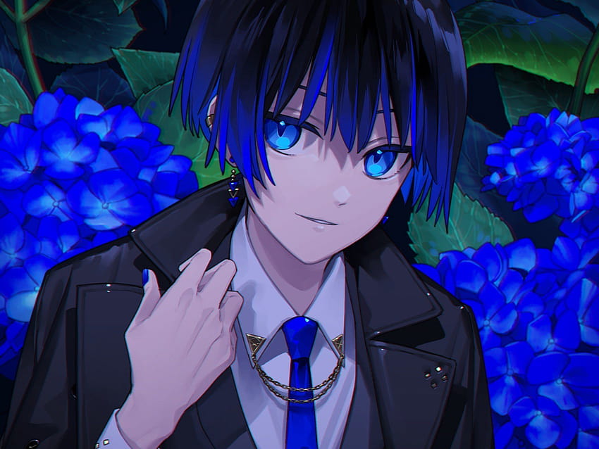 Blue Haired Anime Boy, anime boy giant sword HD wallpaper