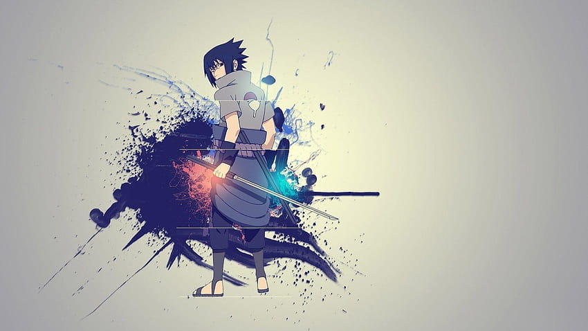: meng, ilustrasi, biru, desain grafis, Naruto, uchiha sasuke Wallpaper HD