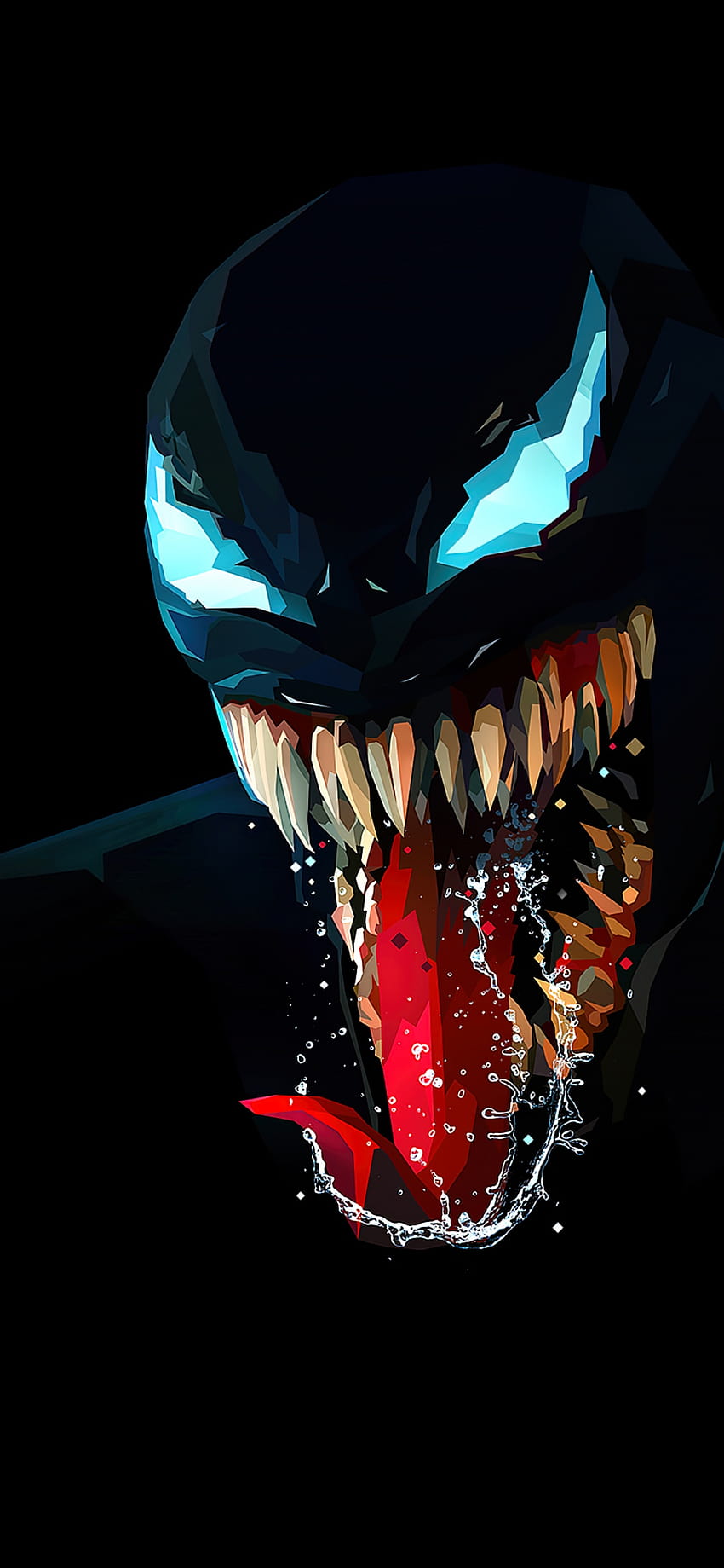 Venom, Low poly, AMOLED, negro, Gráficos CGI, iphone 13 pro max avengers fondo de pantalla del teléfono