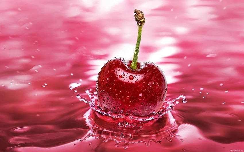 cherry, water, splash HD wallpaper