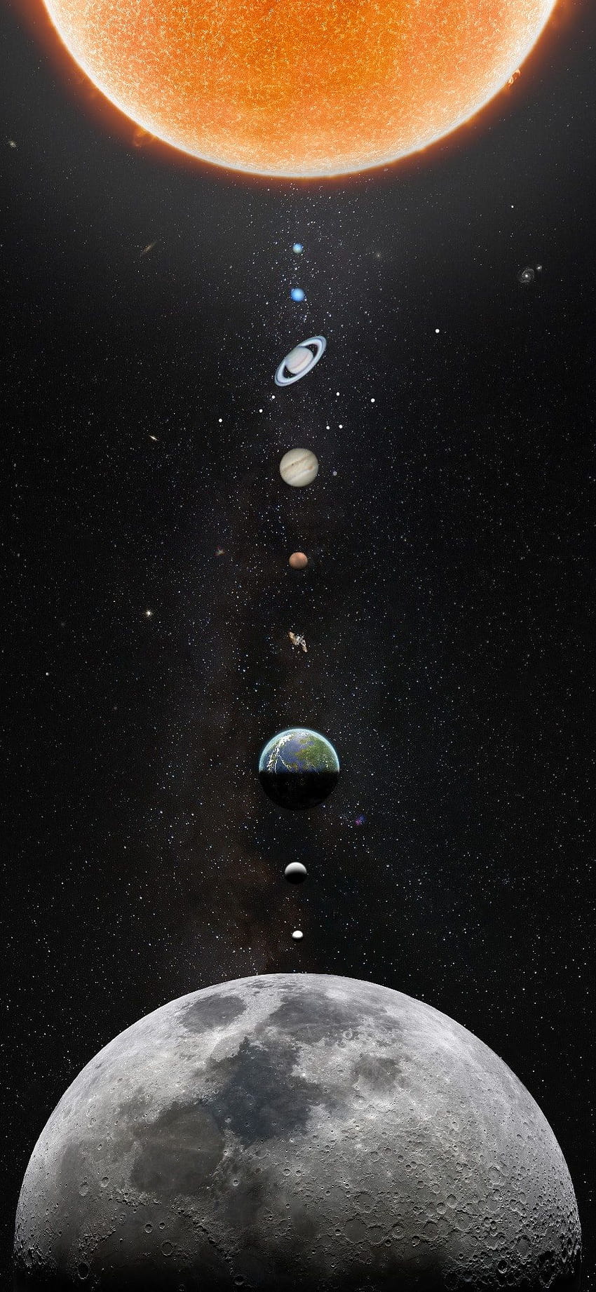 Retrato del sistema solar fondo de pantalla del teléfono