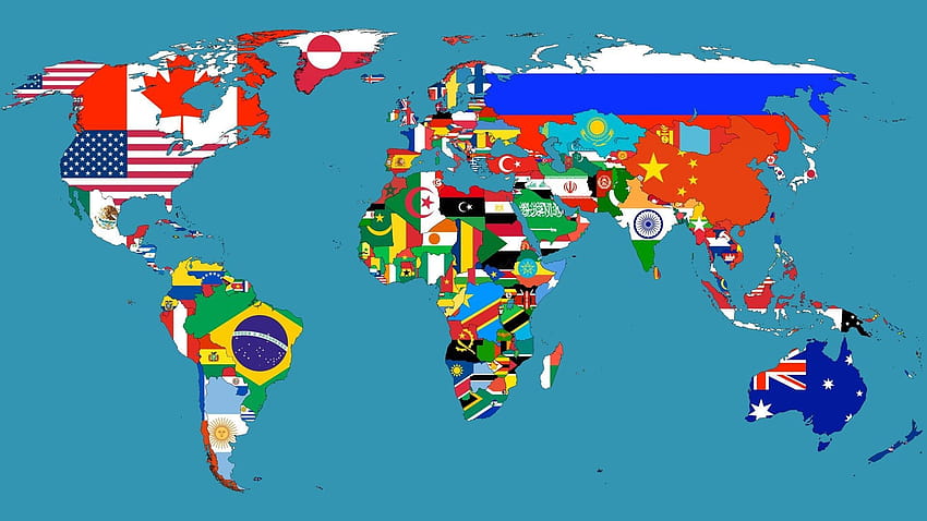 Mappa del mondo Nomi Riferimenti Bandiere Mappe Paesi Mappa del mondo Nuovo il Madriver, bandiere nazionali Sfondo HD