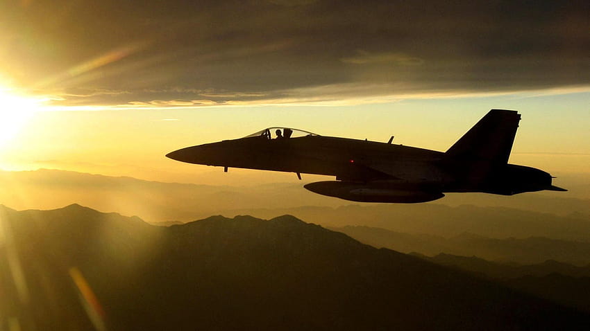 Flugzeug orange F18 Hornet Sun Fighter Jets Himmel HD-Hintergrundbild