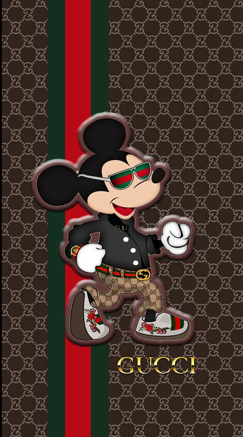 Patrón Gucci Mickey, genial mickey mouse fondo de pantalla del teléfono