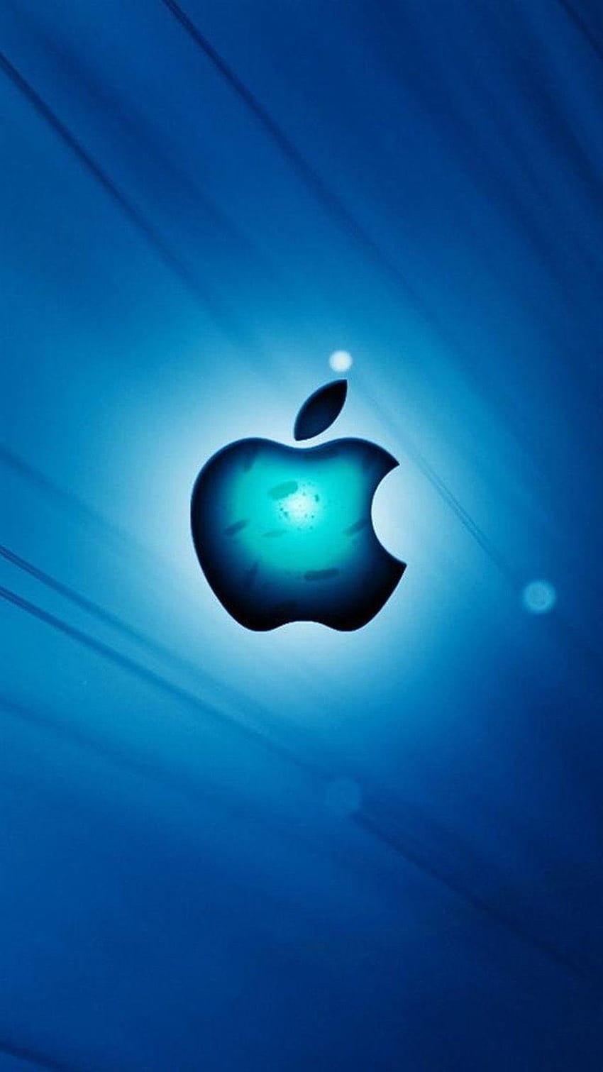 Niebieskie logo Apple Iphone., Logo Apple iPhone Tapeta na telefon HD