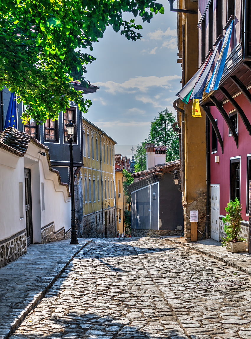 Ulica w starym Płowdiw, Bułgaria Tapeta na telefon HD