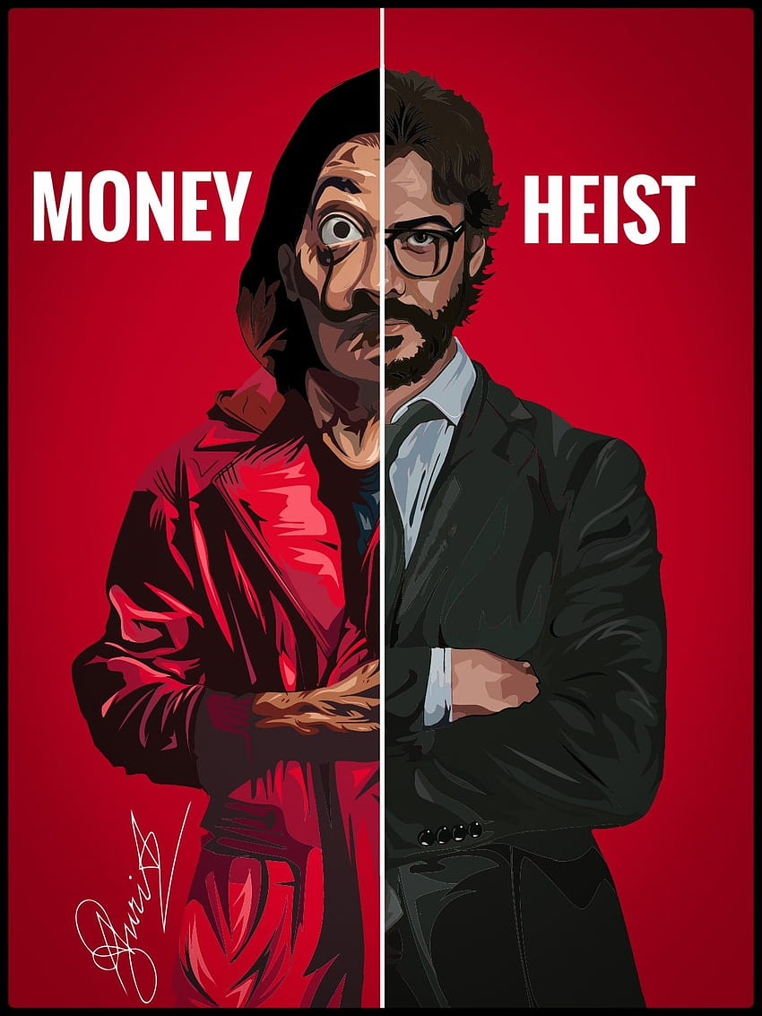 Seni digital money heist oleh Aritra Guria, karakter money heist wallpaper ponsel HD