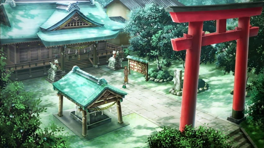 Beautiful animated example of a Shinto shrine / temple. Not an exact representation of the Makikawa Temple., japanese anime temple HD wallpaper
