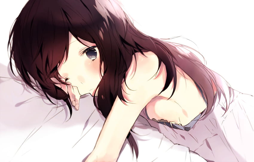 One Eye, Lying Down, Lazy, Anime Girl HD wallpaper