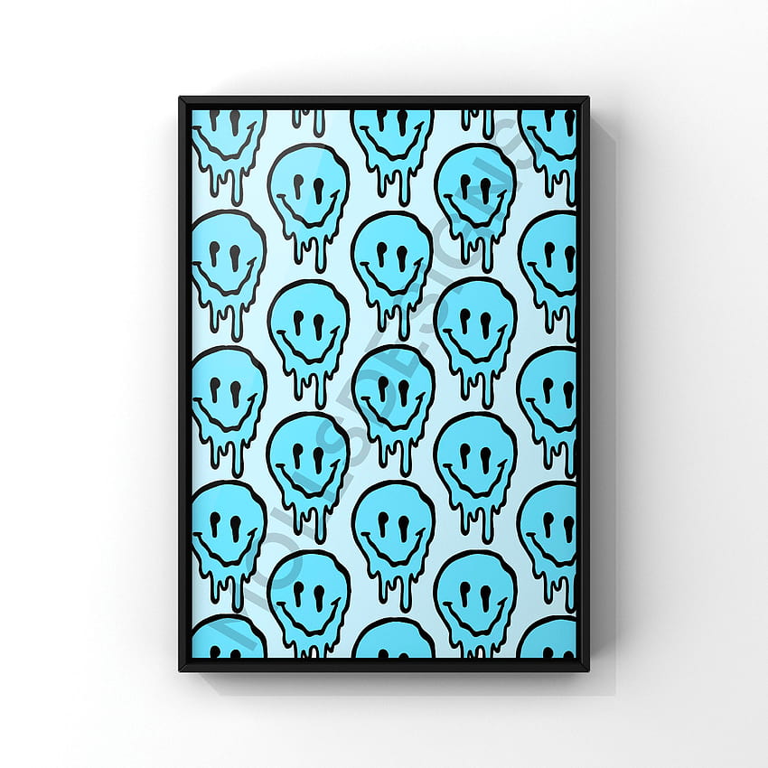 pastel blue star drippy smiley face Sticker by zarapatel  Smiley face  Smiley Blue star