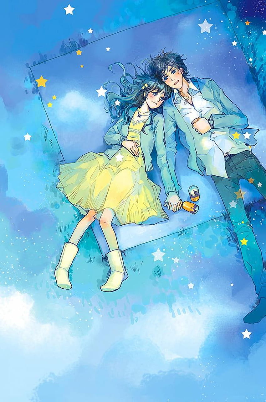: anime, blue, boy, couple, cute, dress, love, anime couple broken HD phone wallpaper
