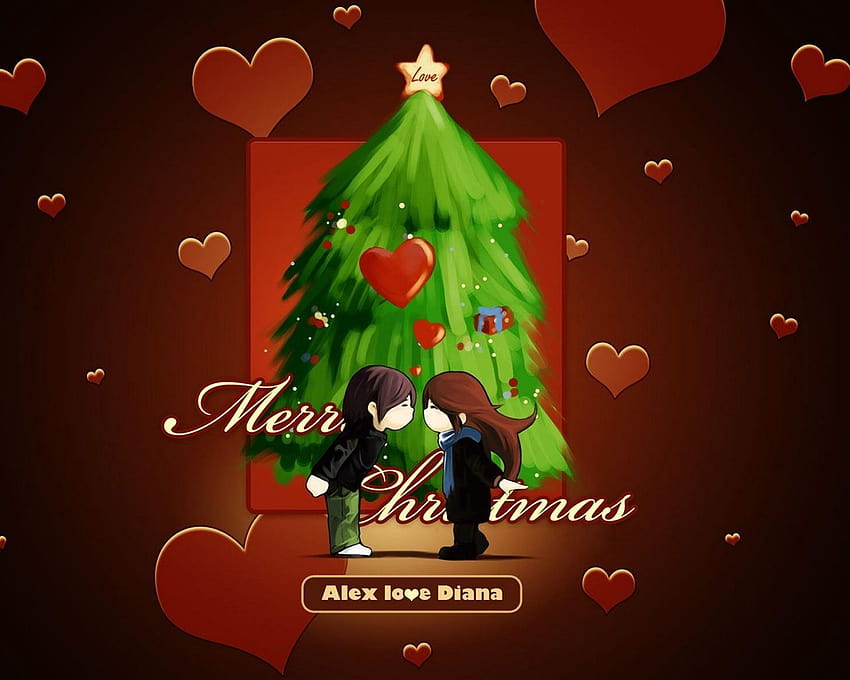 1280x1024 christmas tree, christmas wishes, couple, heart, kiss, mood, love standard 5:4 backgrounds, christmas kiss HD wallpaper