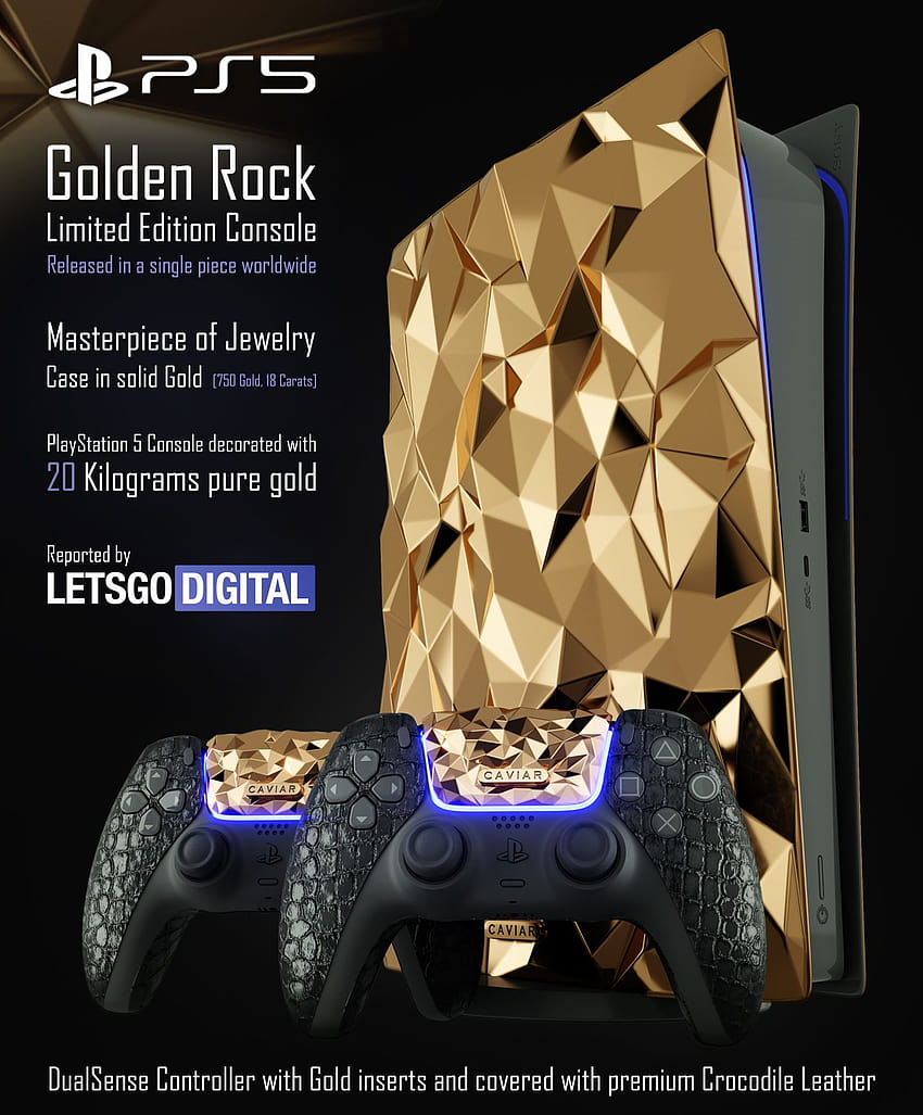 PS5 console in luxe Limited Edition uitvoering met 20 kilo goud HD phone wallpaper