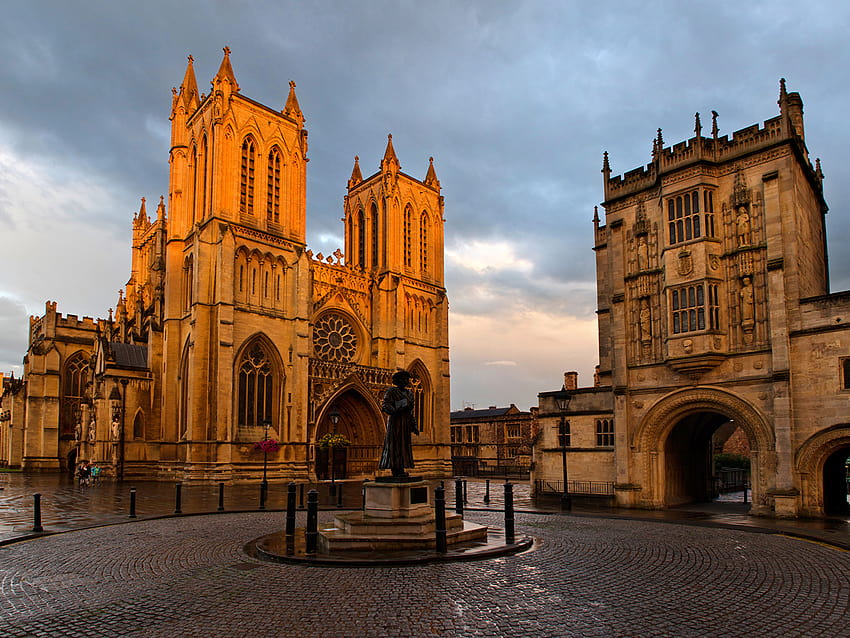 Church USA Monuments Town square Bristol Cathedral 2048x1536, medieval monuments HD wallpaper