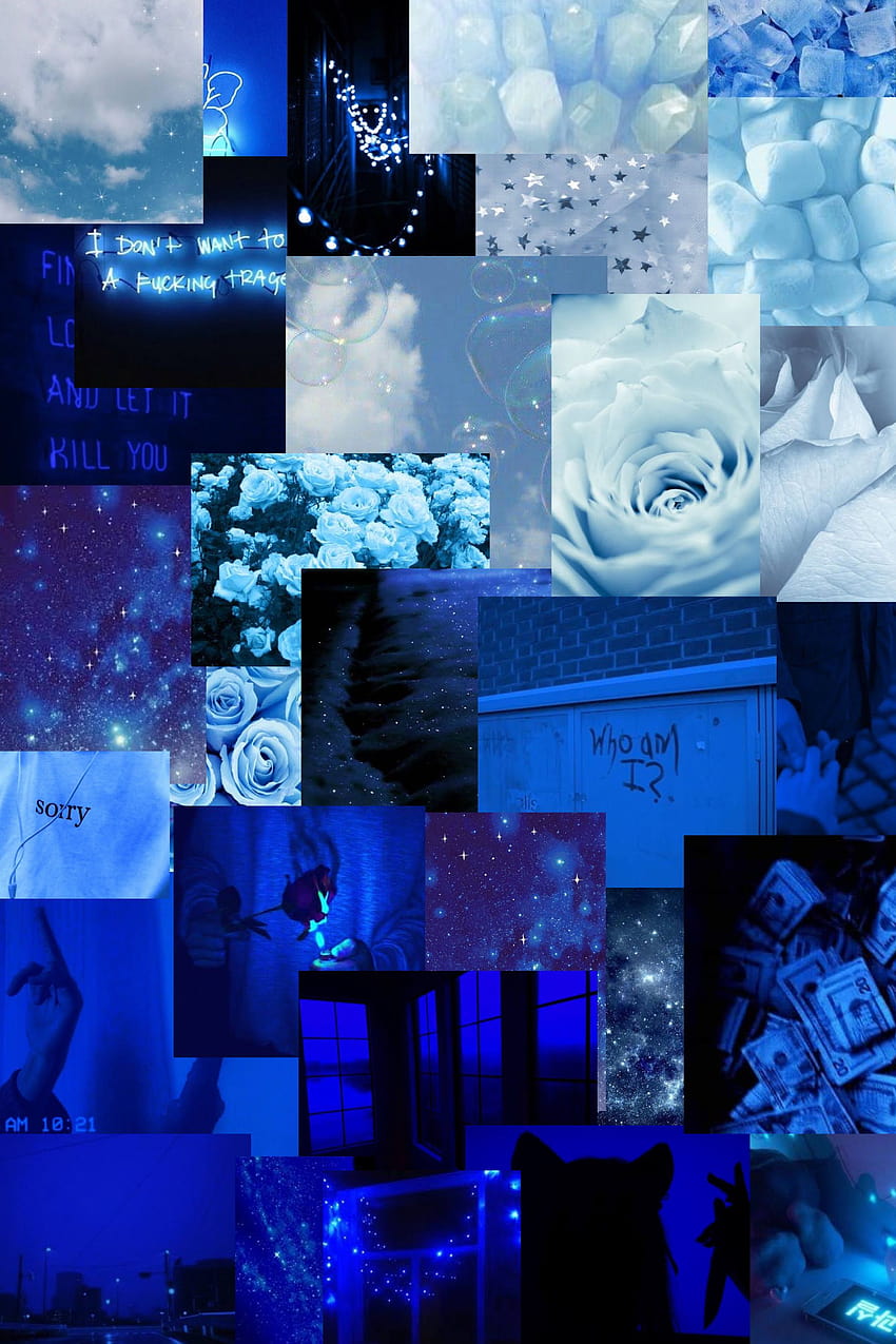 Blue Aesthetic, neon blue collage HD phone wallpaper