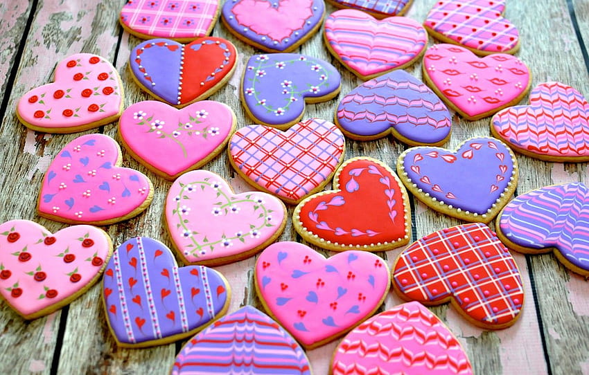 heart, cookies, cakes, sweet, Valentine's Day, sweets , section еда, valentines day cookies HD wallpaper