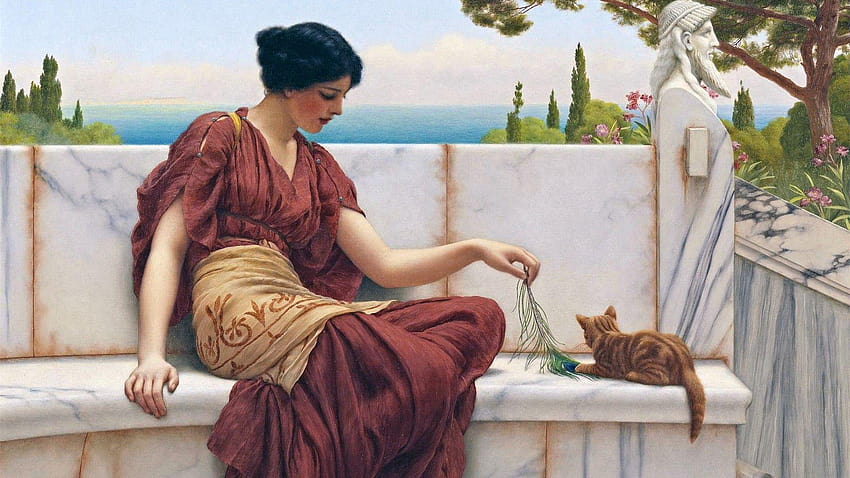 donne, dipinti, gatti, arte classica ::, arte classica Sfondo HD